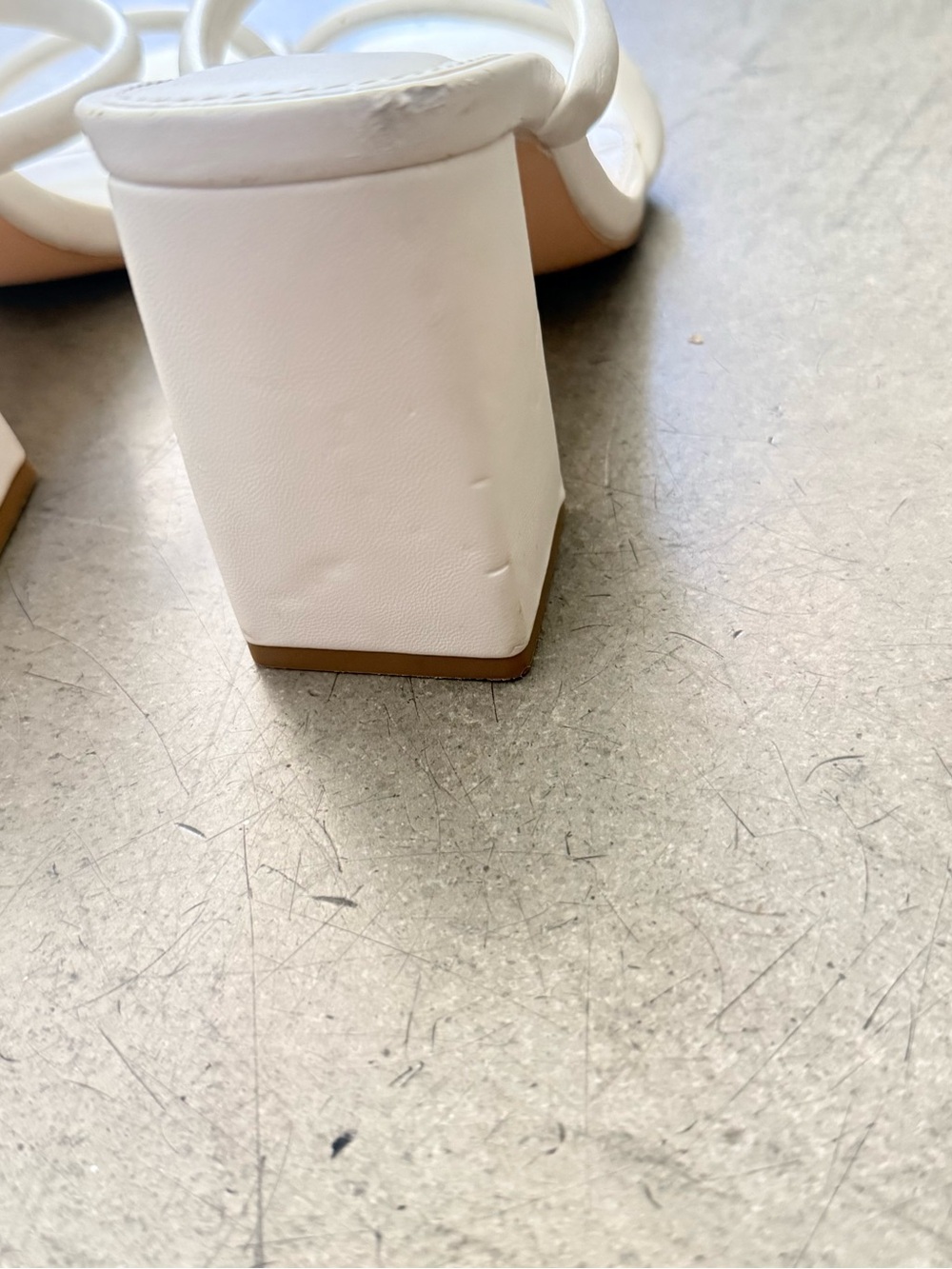 Forever 21 White Double-Strap Square Toe Block Heel Sandals - Picture 4 of 5